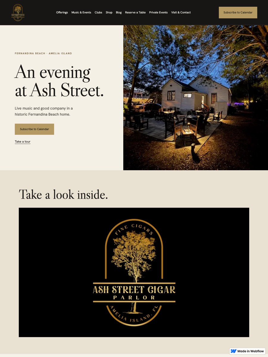 Ash Street Cigar Parlor's website